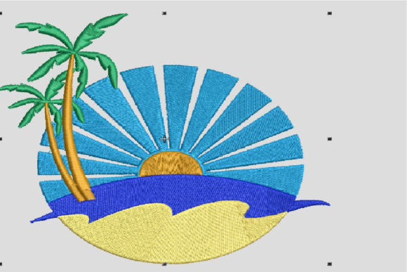 Beach, Sun, Sand, Palm Tree: A Beach Embroidery Design for Sellers