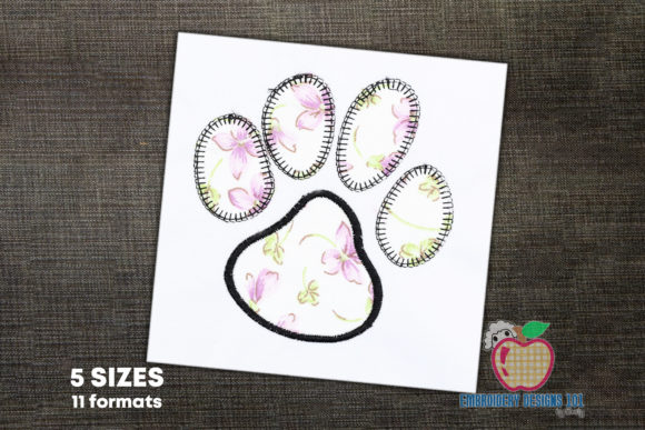Dog Paw Print Applique Design for Seasonal Shop Plans