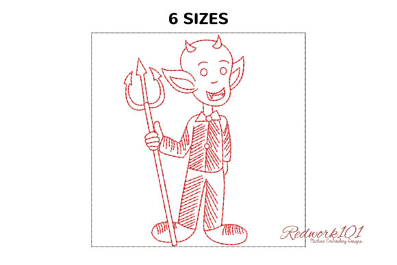 Dressed Up Cute Devil Redwork Design Review