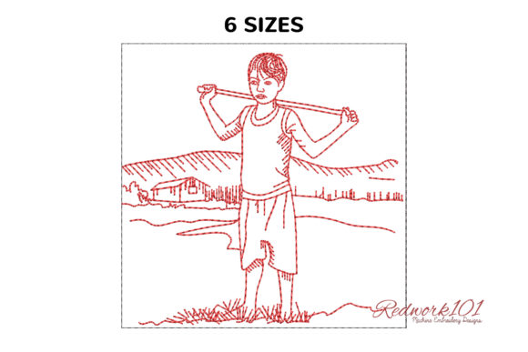 Village Boy Standing in Farm Embroidery Review